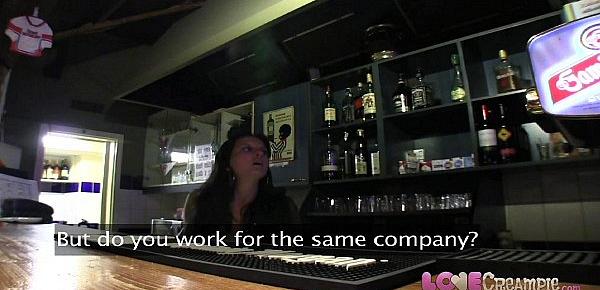  Love Creampie Horny Barmaid gets internal cumshot on the bar table